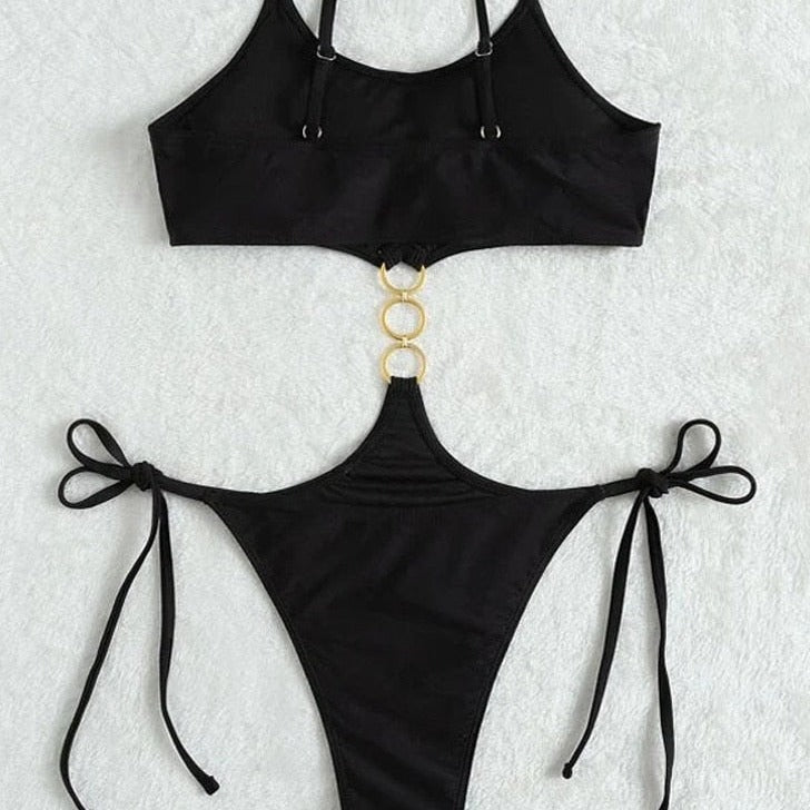 Monokini one-piece swimsuit with mesh shoulder straps Blanca